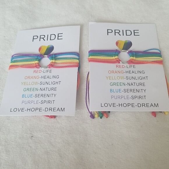 ❤ PRIDE wax rope braided set of  2 bracelets - Picture 3 of 9
